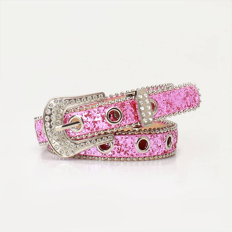 Trendy Rhinestone Needle Buckle Womens Belt