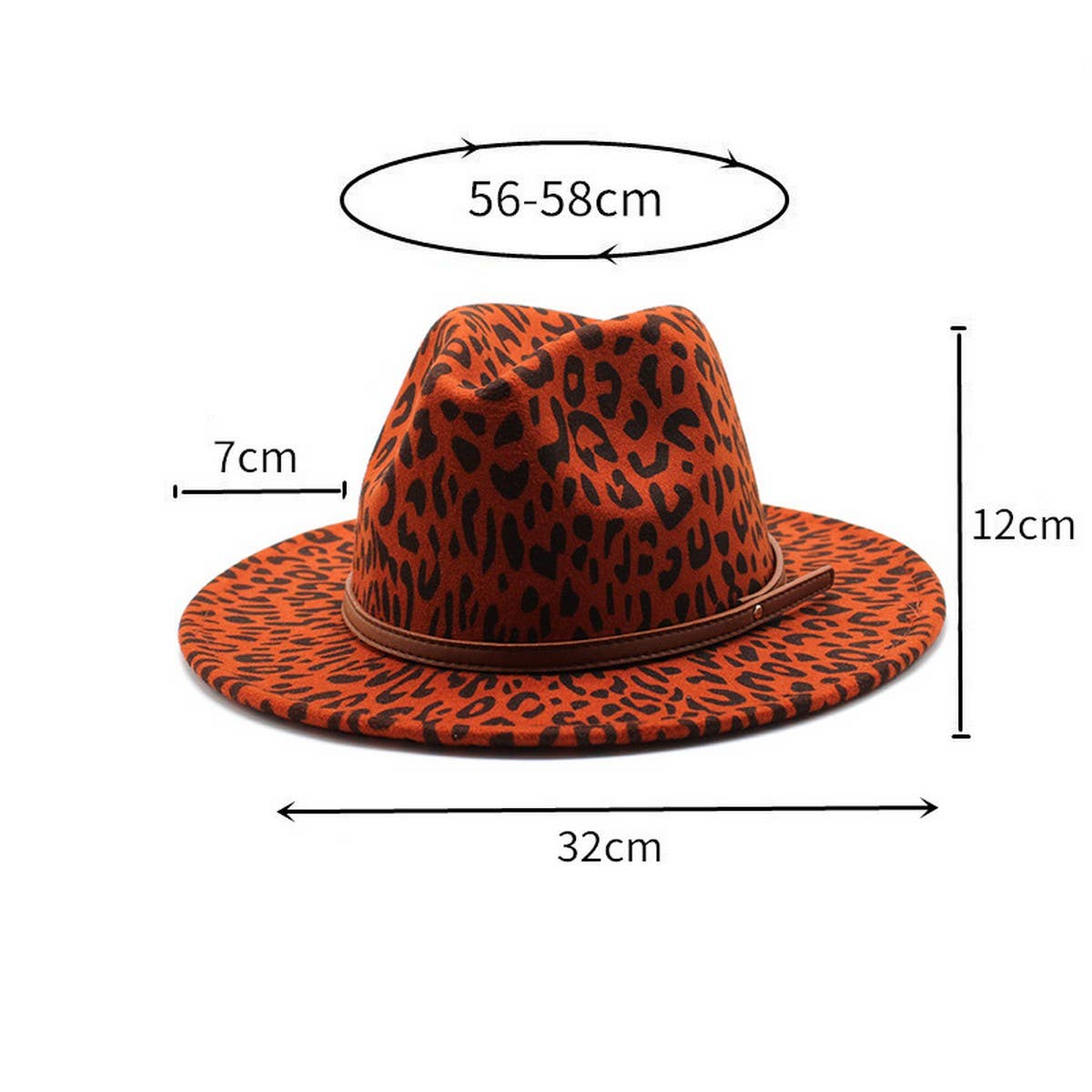 Woolen Leopard Print Hat Jazz Hat Wide Brim Hat_Cwah2570