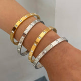 Zircon Clasp Bangle In Stainless Titani Steel_Cwaje4875