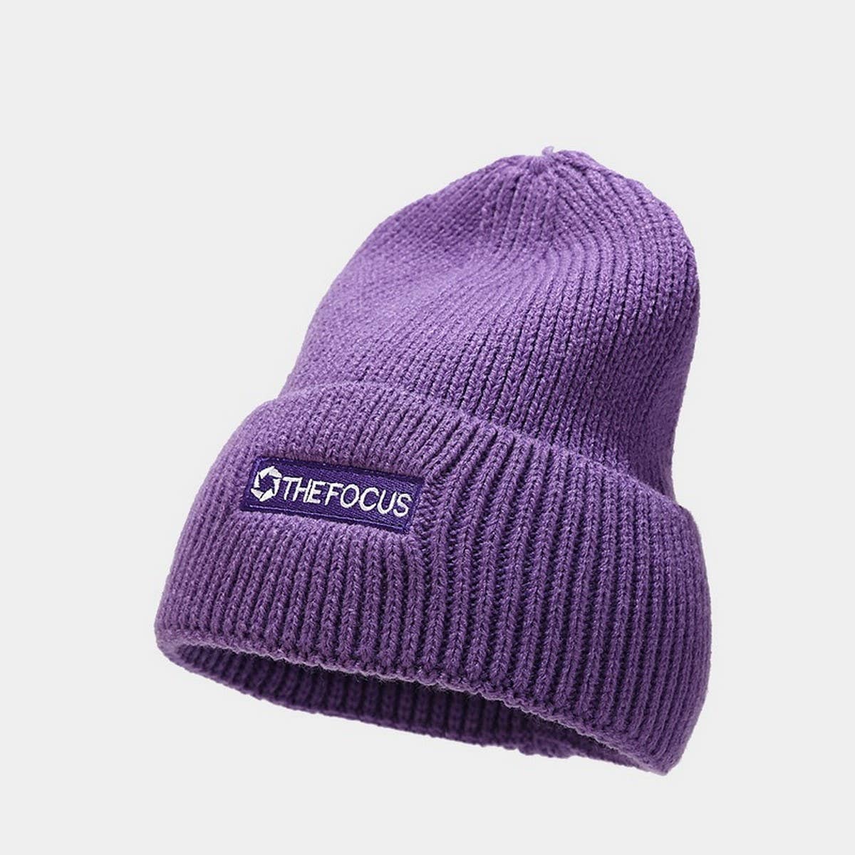 LETTER THICKENED EMBROIDERED BEANIE KNITTED HAT_CWAH2073