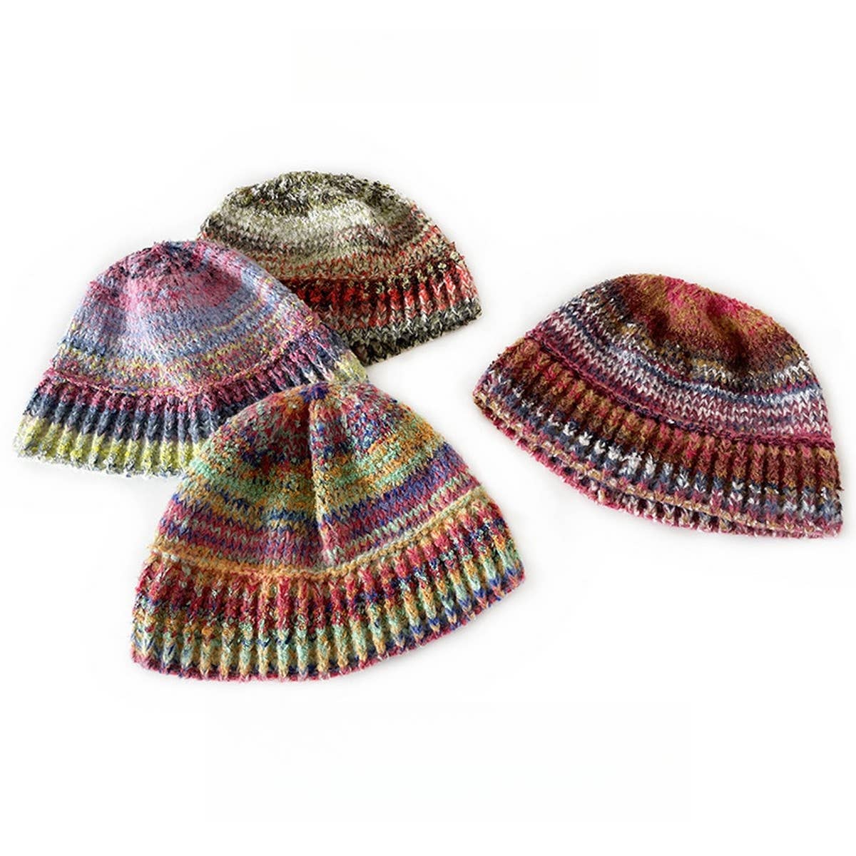 2 6 YEARS OLD KNITTED HAT MIXED COLOR BUCKET HAT_CWAH2048