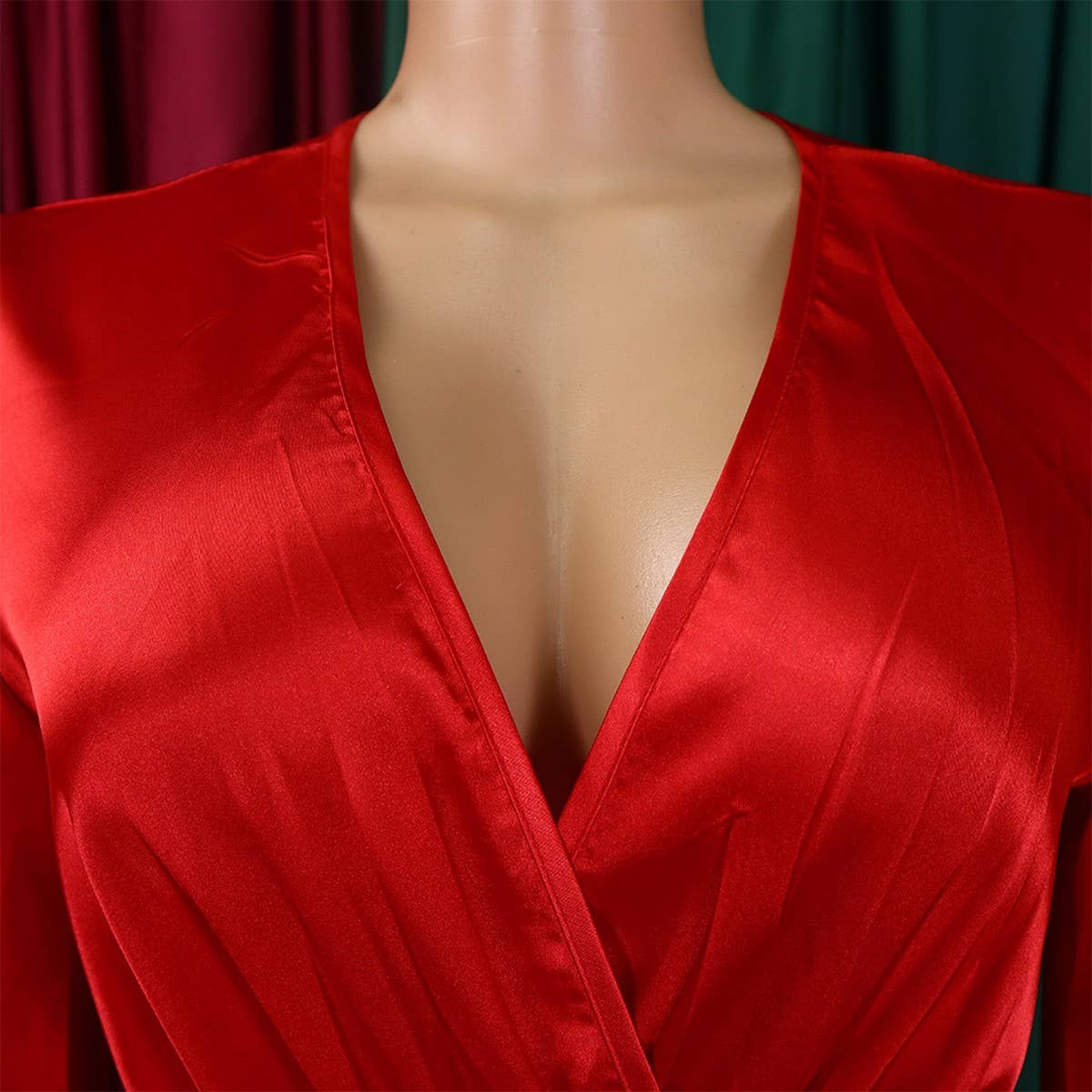 FASHIONABLE AND ELEGANT SOLID COLOR PLEATED DRESS_CWDMD3677