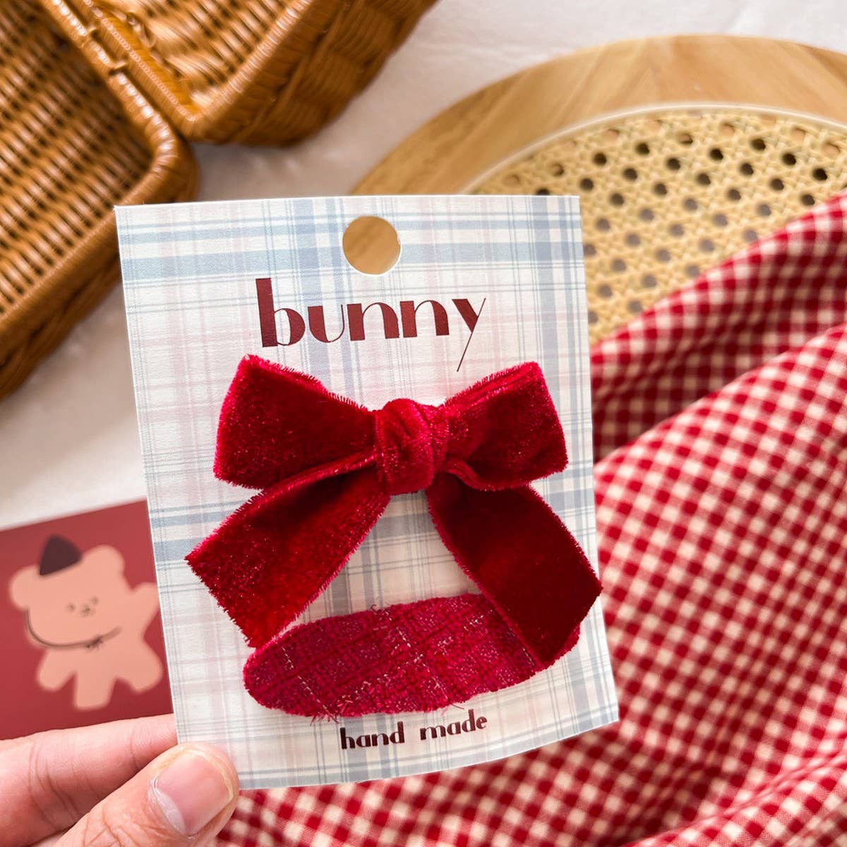 Red Bow Hair Clip Set Kids Simple Style_Cwaha08382