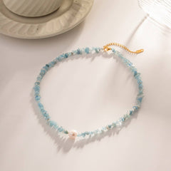 NAVY BLUE MULTIFUNCTIONAL GRAVEL PEARL NECKLACE_CWAJE1365