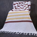 STRIPED TASSEL TOWEL SHAWL TURKISH BEACH WRAP_CWMM7668