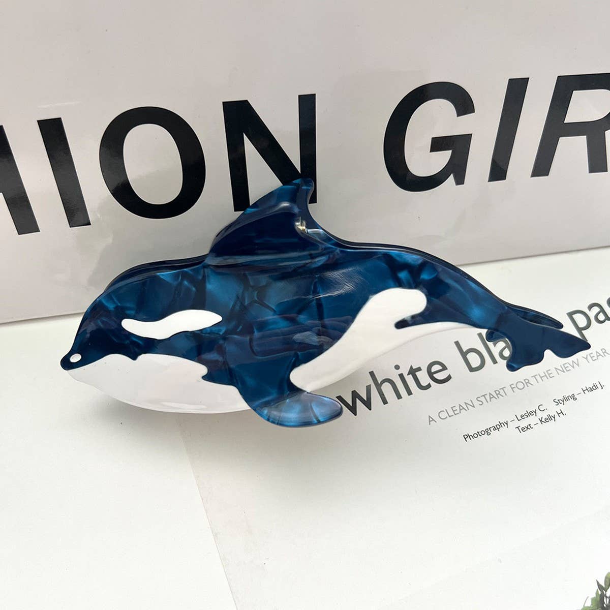 Tricolor Orca Acetate Claw Clip Ocean Chic Style