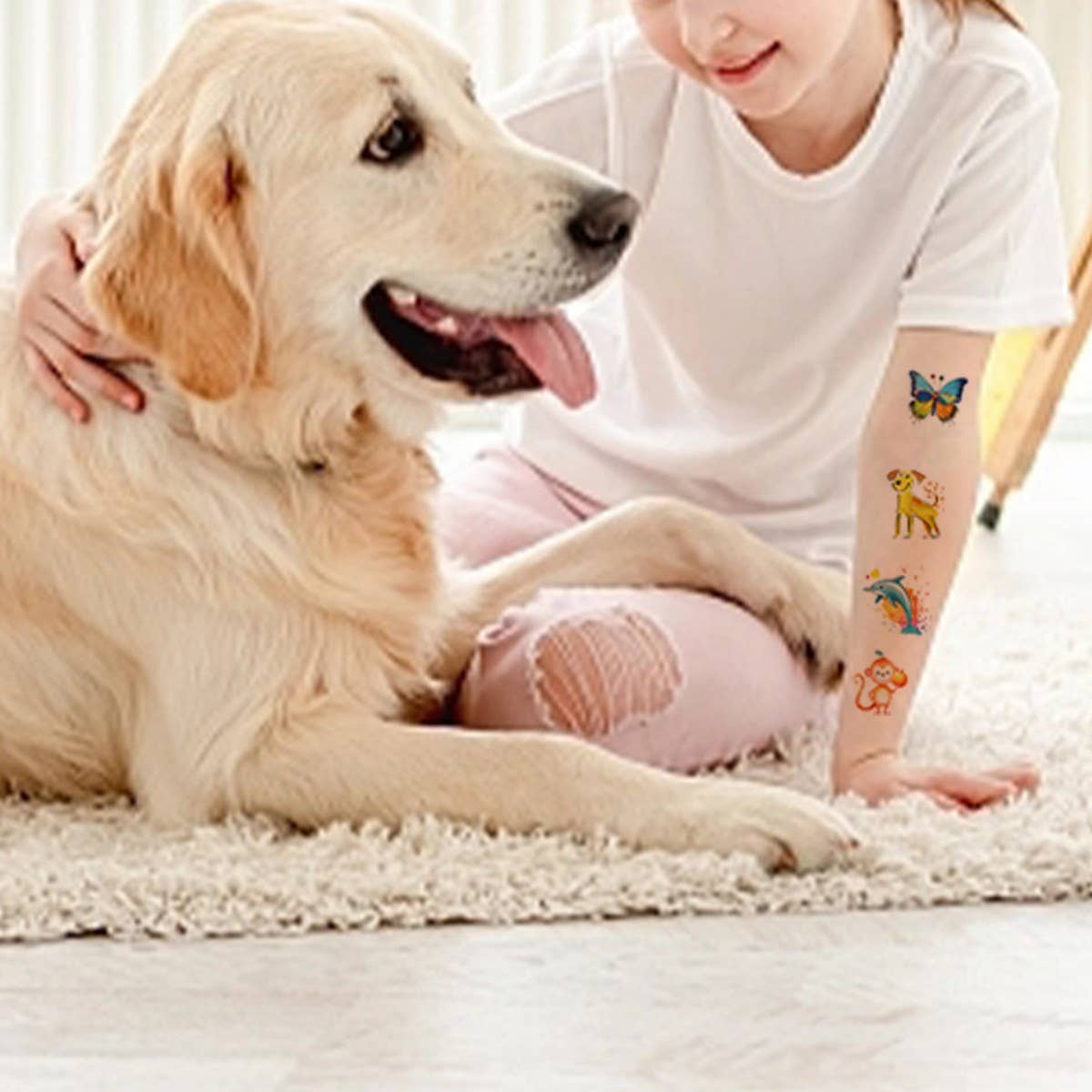 KIDS CARTOON ANIMAL TATTOO STICKERS SET WATERPROOF_CWMM8352