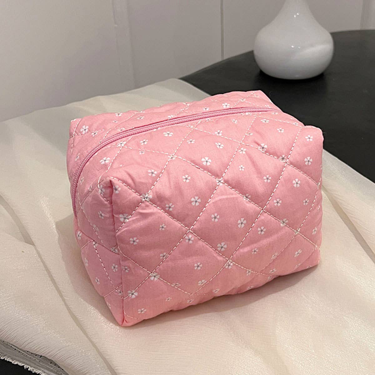FLORAL COTTON MAKEUP BAG COSMETIC STORAGE POUCH_CWAB4420
