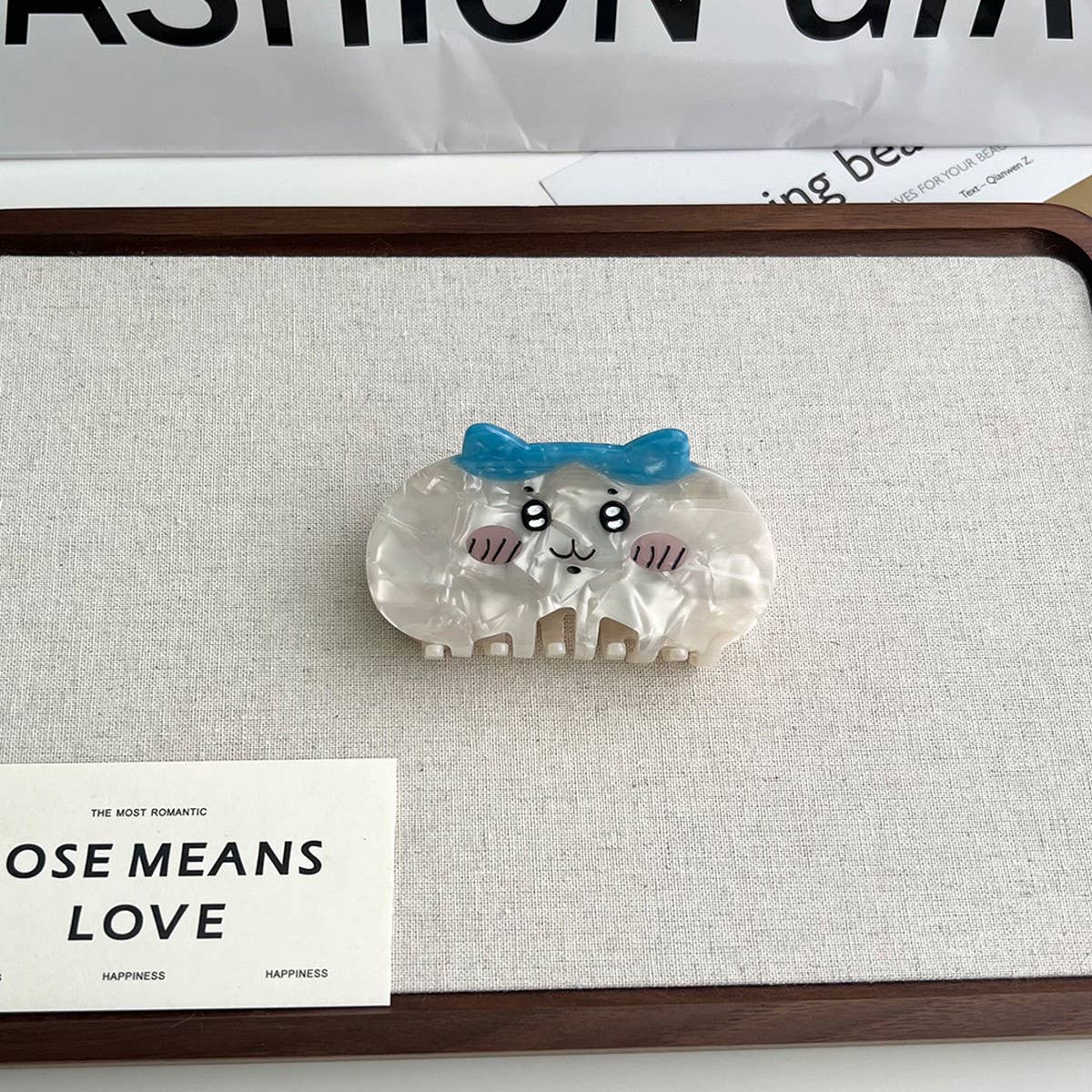 CUTE CARTOON CAT ACETATE HAIR CLIP WITH BUNNY_CWAHA5719