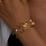 18K GOLD TITANIUM STEEL CHAIN BRACELET_CWAJE4786