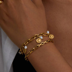 18K GOLD TITANIUM STEEL CHAIN BRACELET_CWAJE4786