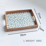 RATTAN WOVEN COLORFUL SHELL TEA TRAY FRUIT TRAY_CWMM4489