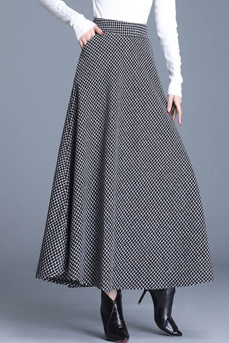 Woolen Thickened Waistline Long Skirt