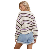 Two-Color Single-Breasted Short Knitted Cardigan