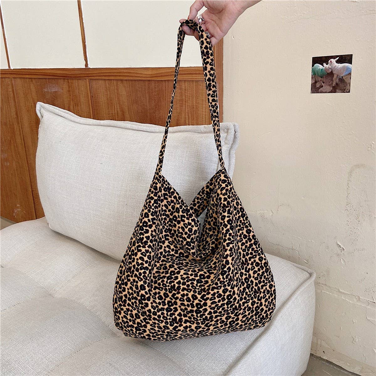 Cwab3894_Printed Single Shoulder Shopping Bag Canvas Bag