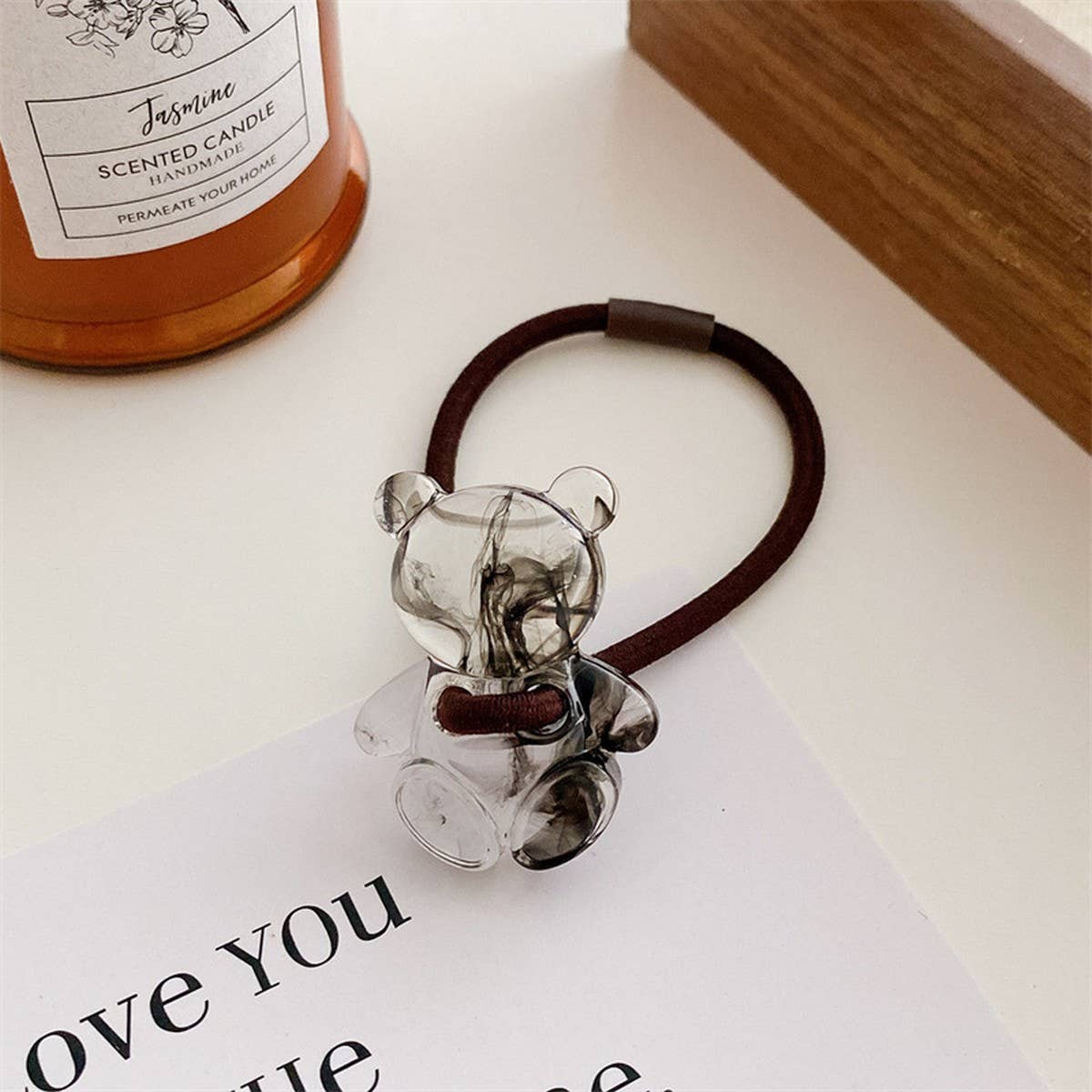 6PCS SET ACRYLIC BEAR FLOWER BOW HAIR TIES_CWAHA0337