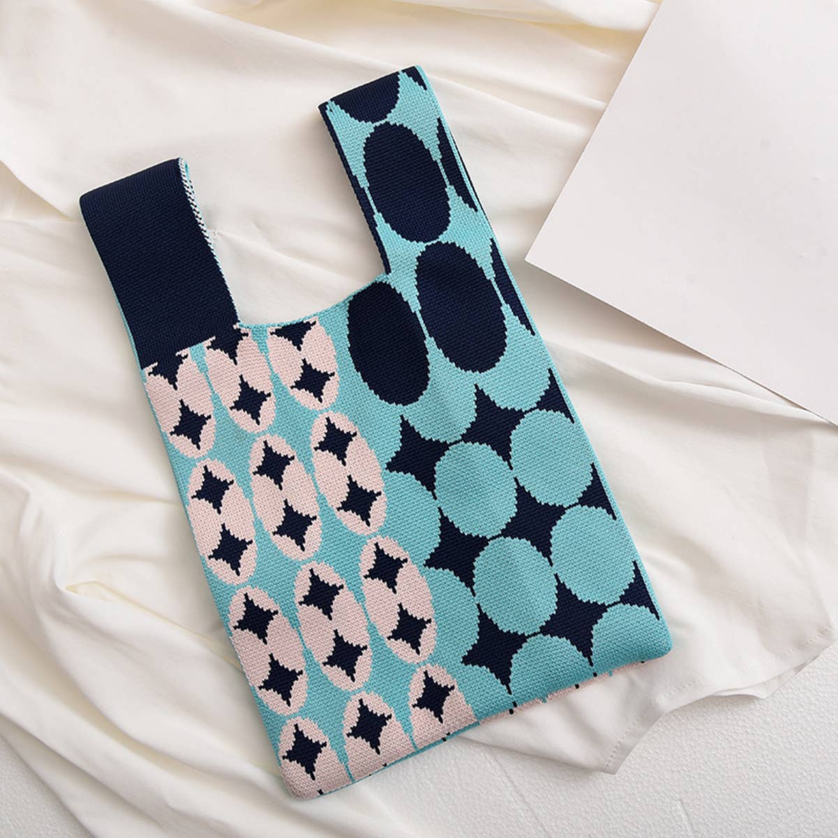 Trendy Knit Handbag For Women, Colorful Design_Cwab0879