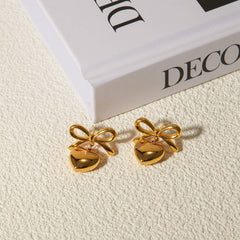 Womens Stainless Steel Heart Pendant Earrings
