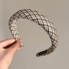 Plaid Sponge Headband Retro College Style_Cwaha07966