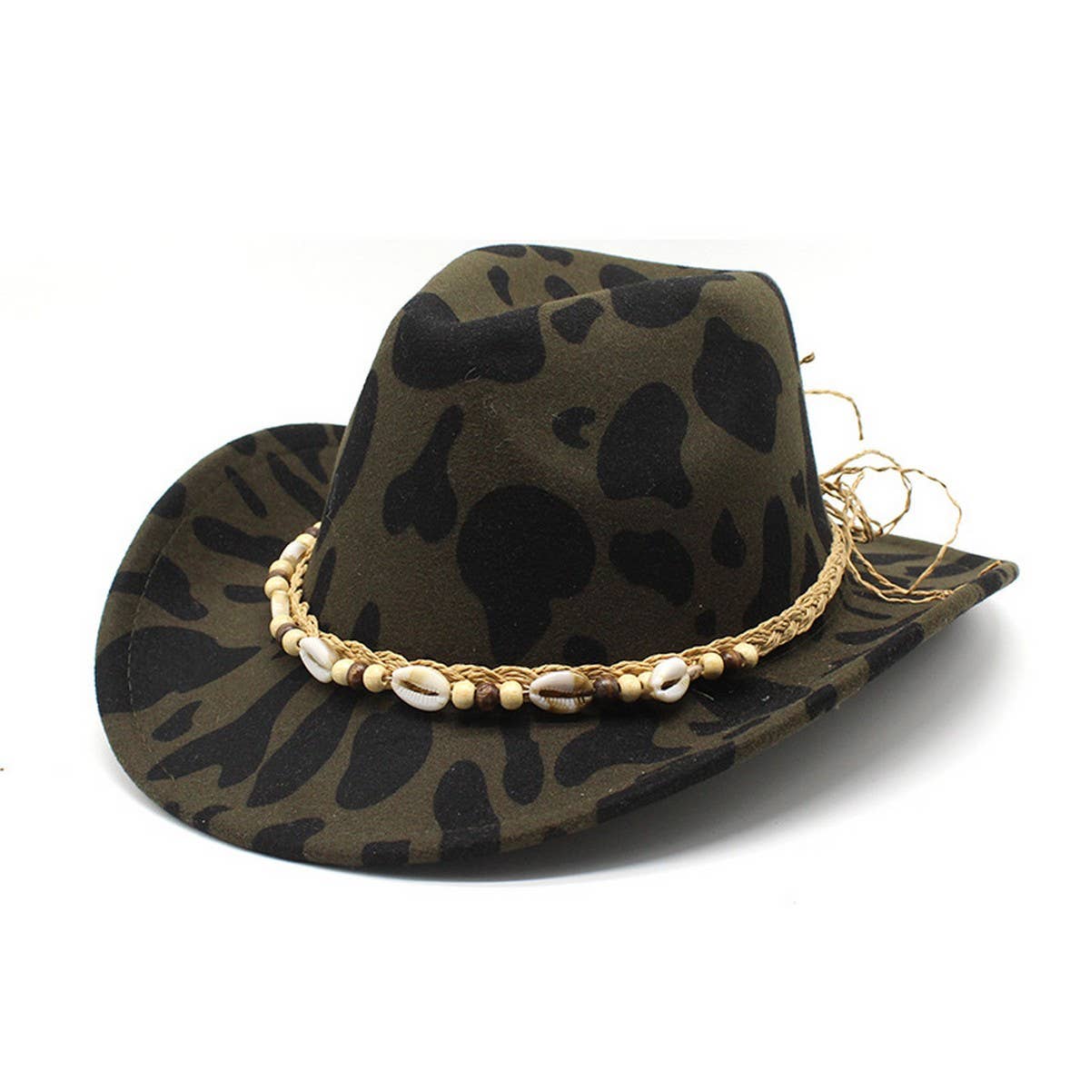 COLORBLOCK COW PATTERN WOOL WIDE BRIM JAZZ HAT_CWAH2550