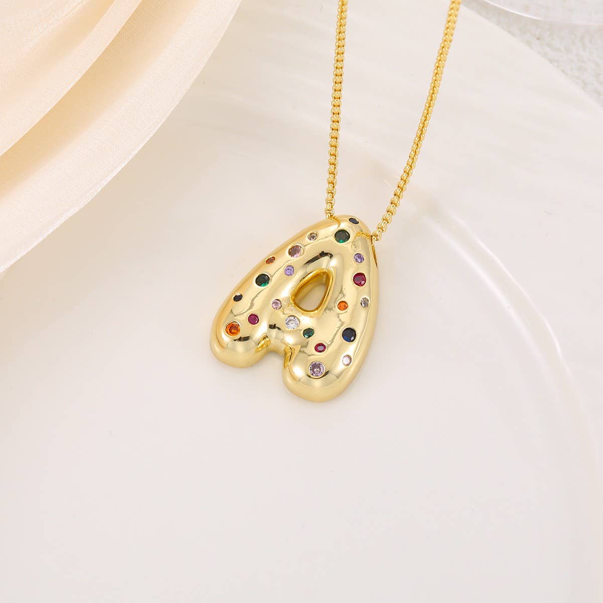 CREATIVE GLOSSY COLORFUL LETTER PENDANT NECKLACE_CWMM5877