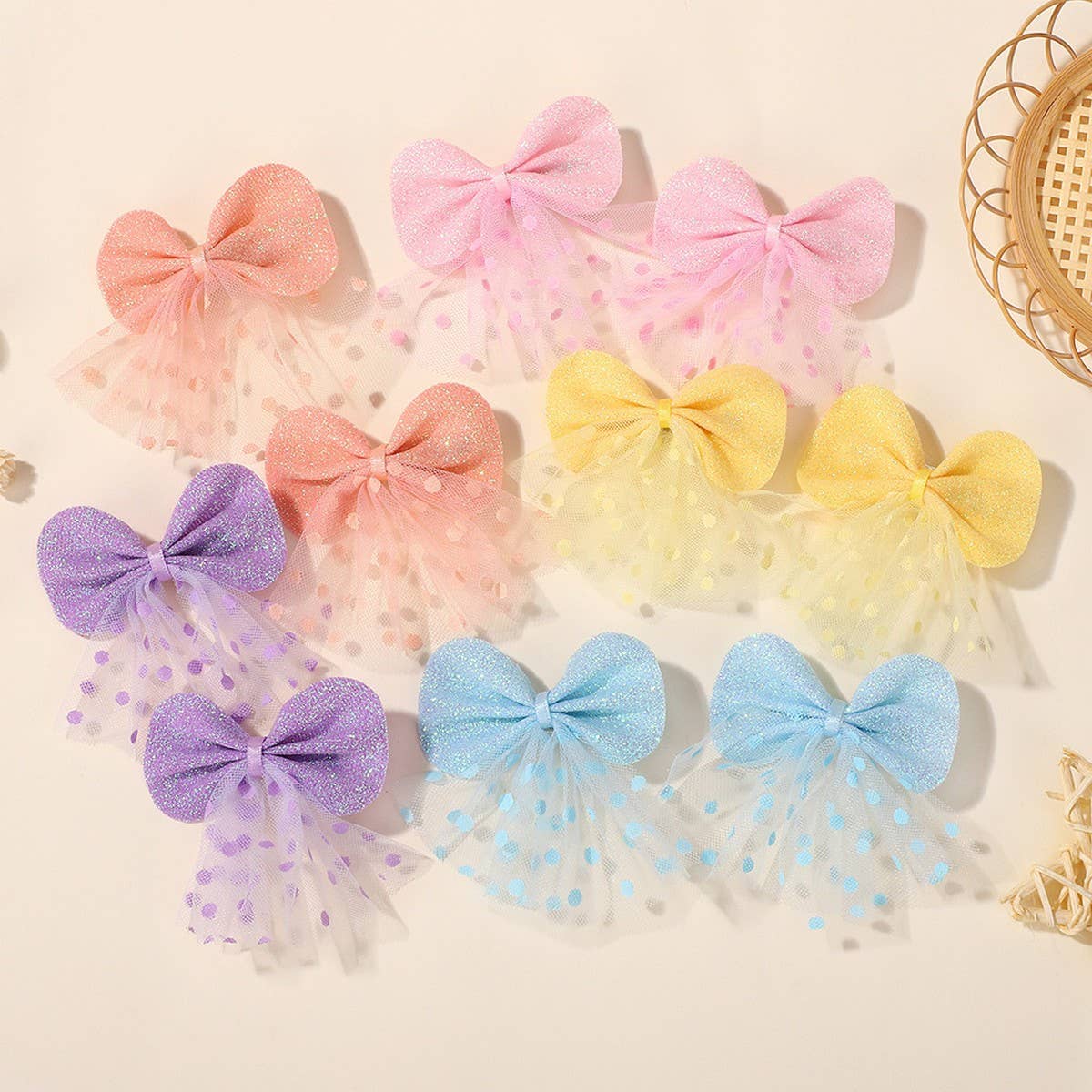 STYLISH DOUBLE LAYER MESH BOW HAIR CLIP FOR KIDS_CWAHA6715