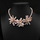 NATURAL PEARL PINK PURPLE FLOWER NECKLACE_CWAJE3828