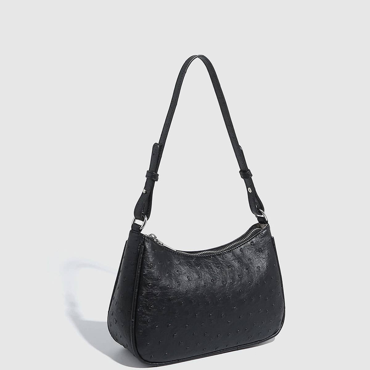 OSTRICH TEXTURE ADJUSTABLE UNDERARM HANDBAG_CWAB5692