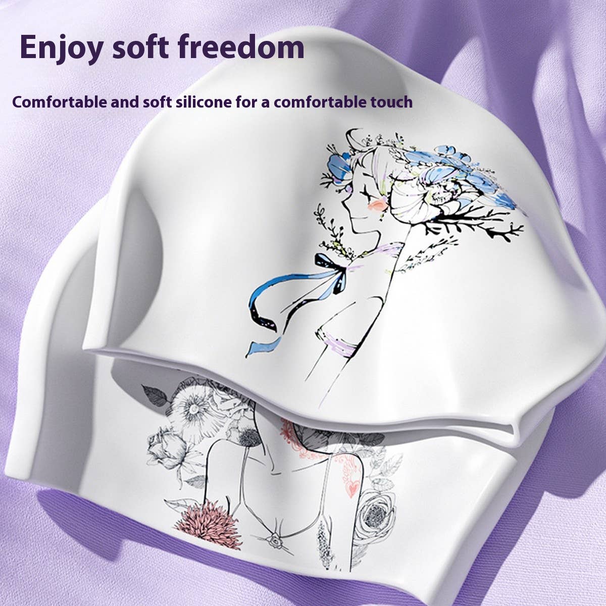 Womens Silicone Waterproof Large Swim Cap_Cwmm6715