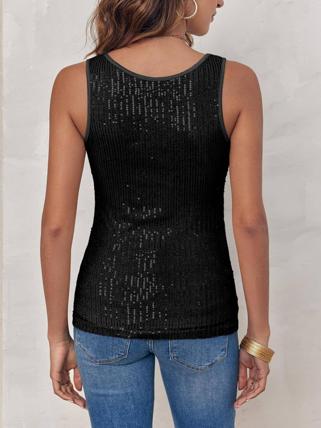 Solid-Color Sequined Casual And Fashionable Vest