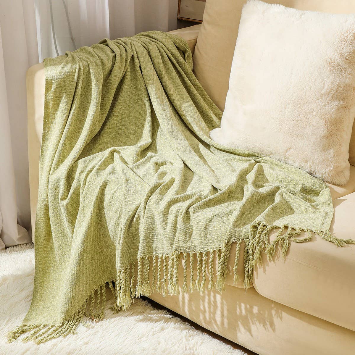 FRINGED SOFT AND WARM KNITTED BLANKET_CWMM0201