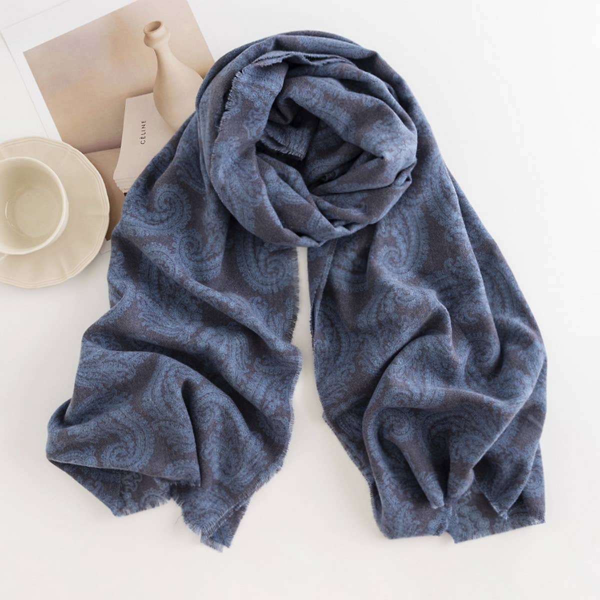 PAISLEY SCARF VINTAGE WINTER FAUX CASHMERE WRAP_CWASC0439