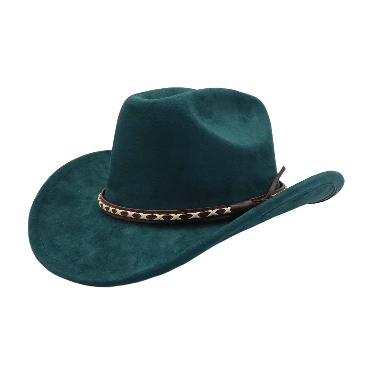 SUEDE COWBOY FEDORA HAT WESTERN ETHNIC STYLE_CWAH04416