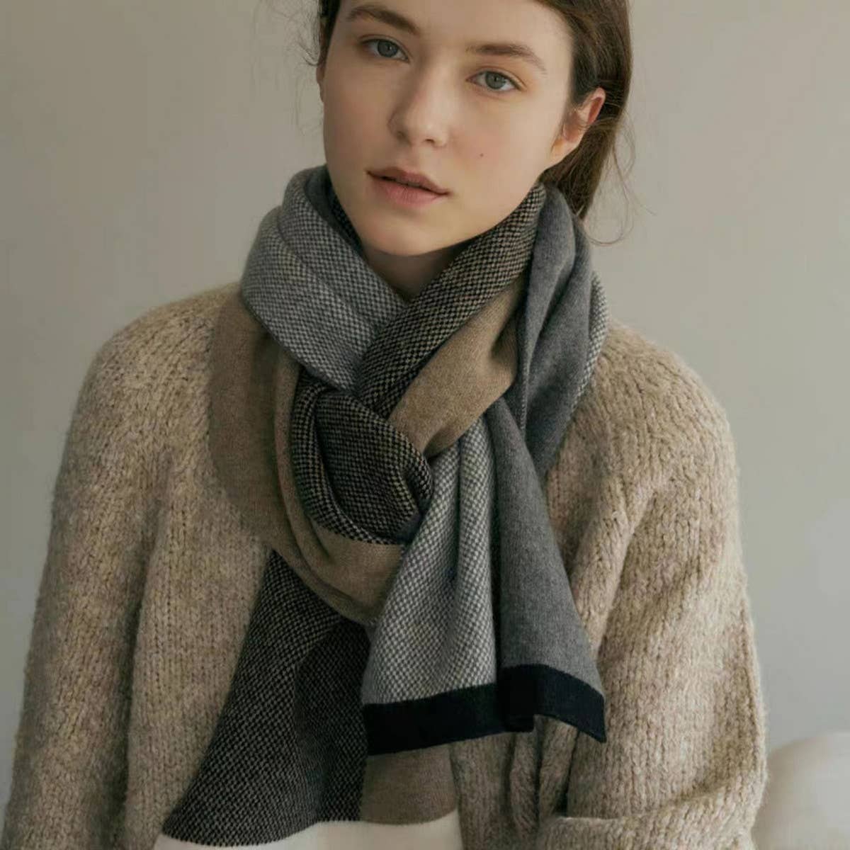 KNIT SCARF UNISEX ELEGANT WARM FALL WINTER WRAP_CWASC0330