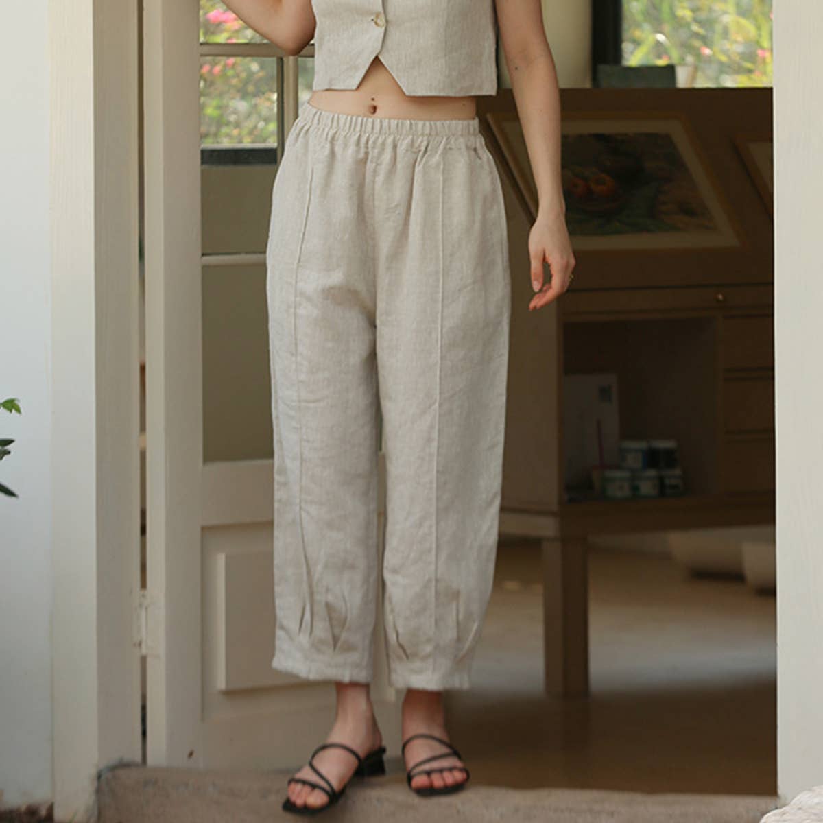 Vintage Harem Pants With Linen Pockets