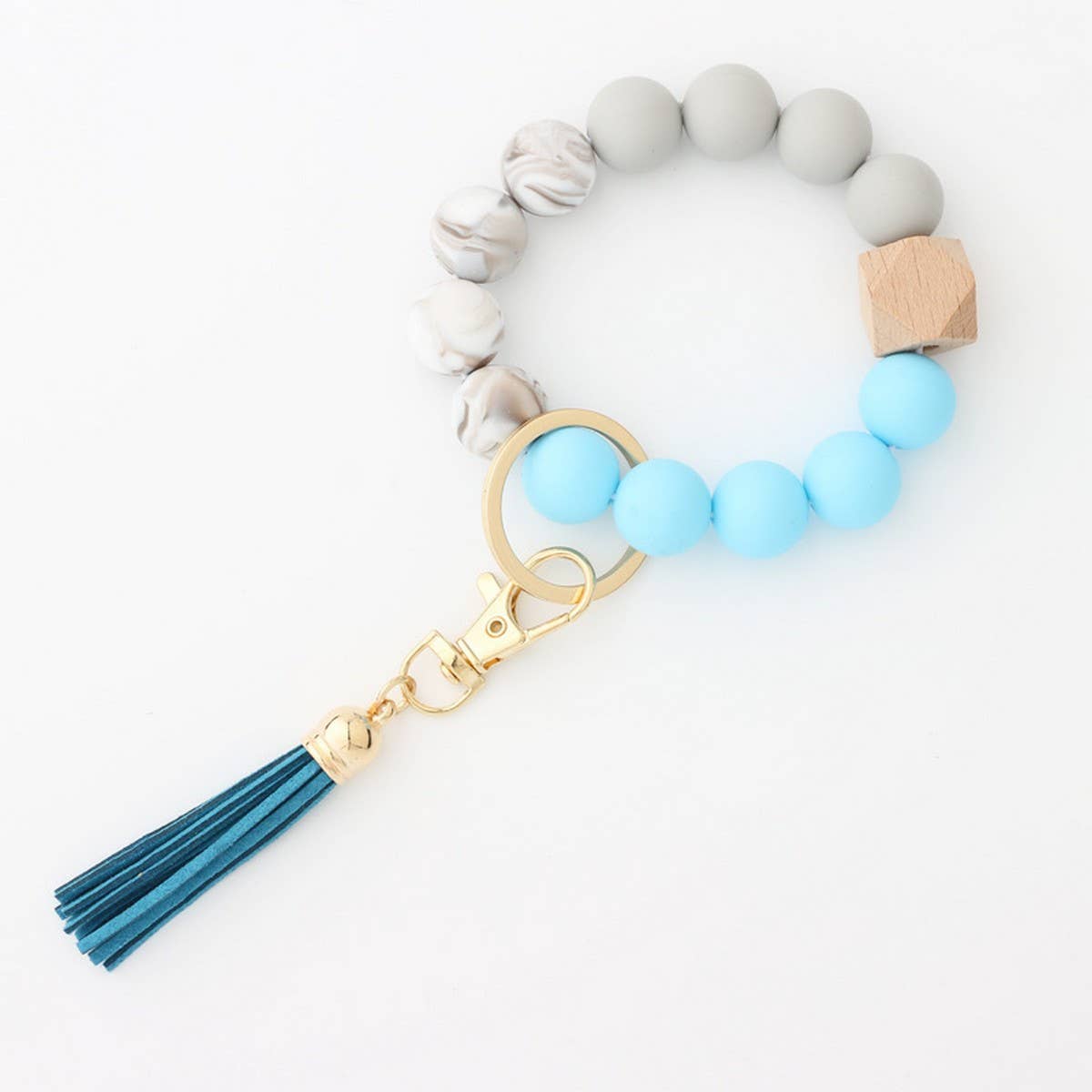 TASSEL BEAD KEYCHAIN BRACELET WITH SILICONE BEADS_CWMM7020
