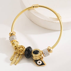 GOLD EVIL EYE CHARM STAINLESS STEEL BRACELET_CWMM8504