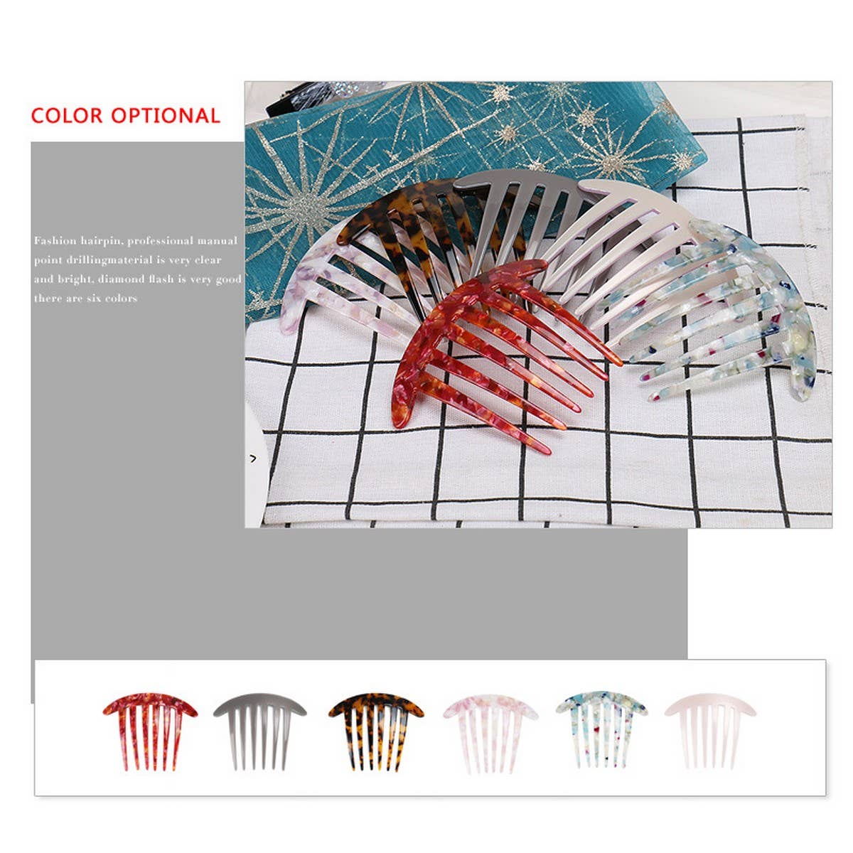 ACETATE PLATE COMB HAIRPIN HAIR ACCESSORIES COMB_CWAHA4202