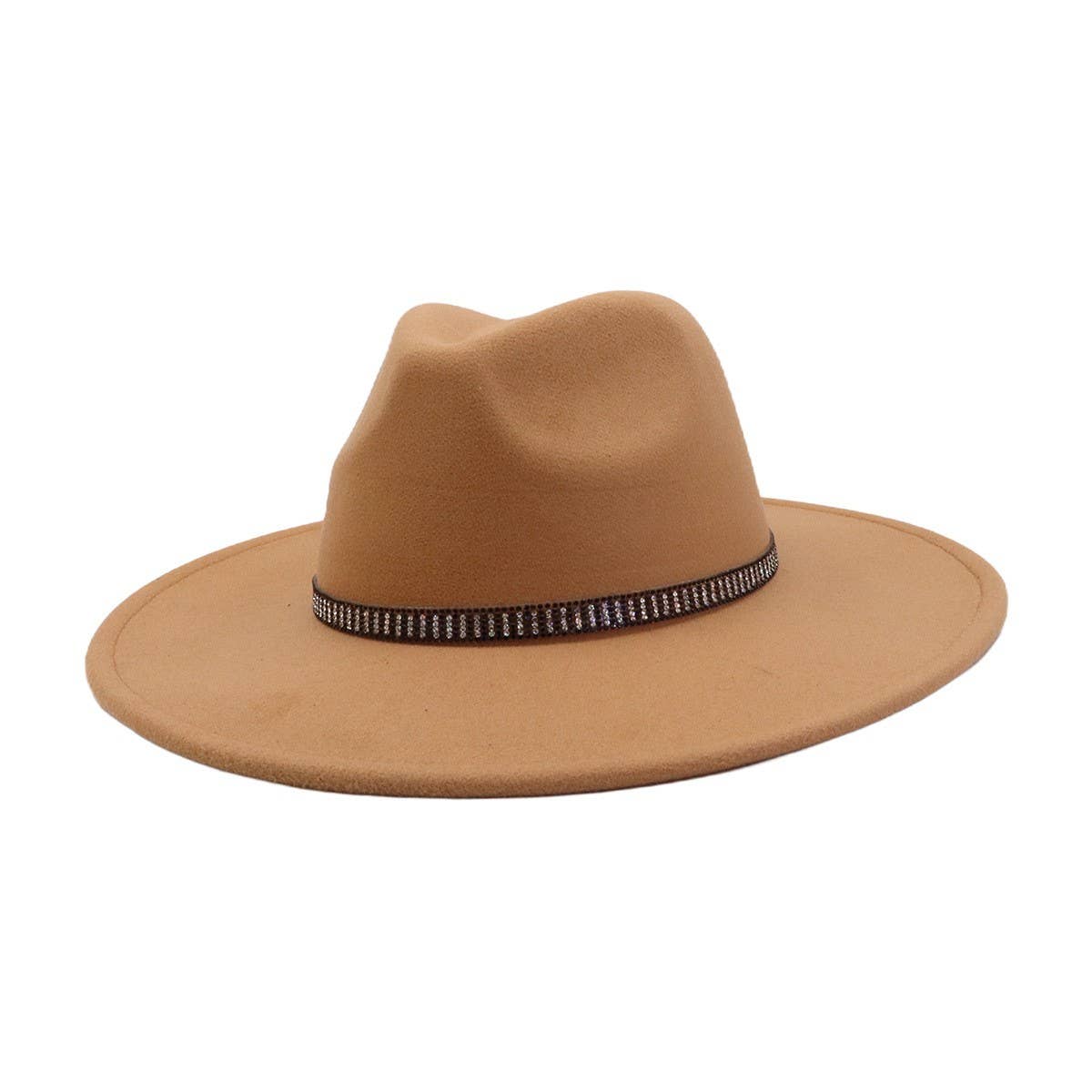 Unisex Wool Fedora Hat Ethnic Flat Brim Style_Cwah04377