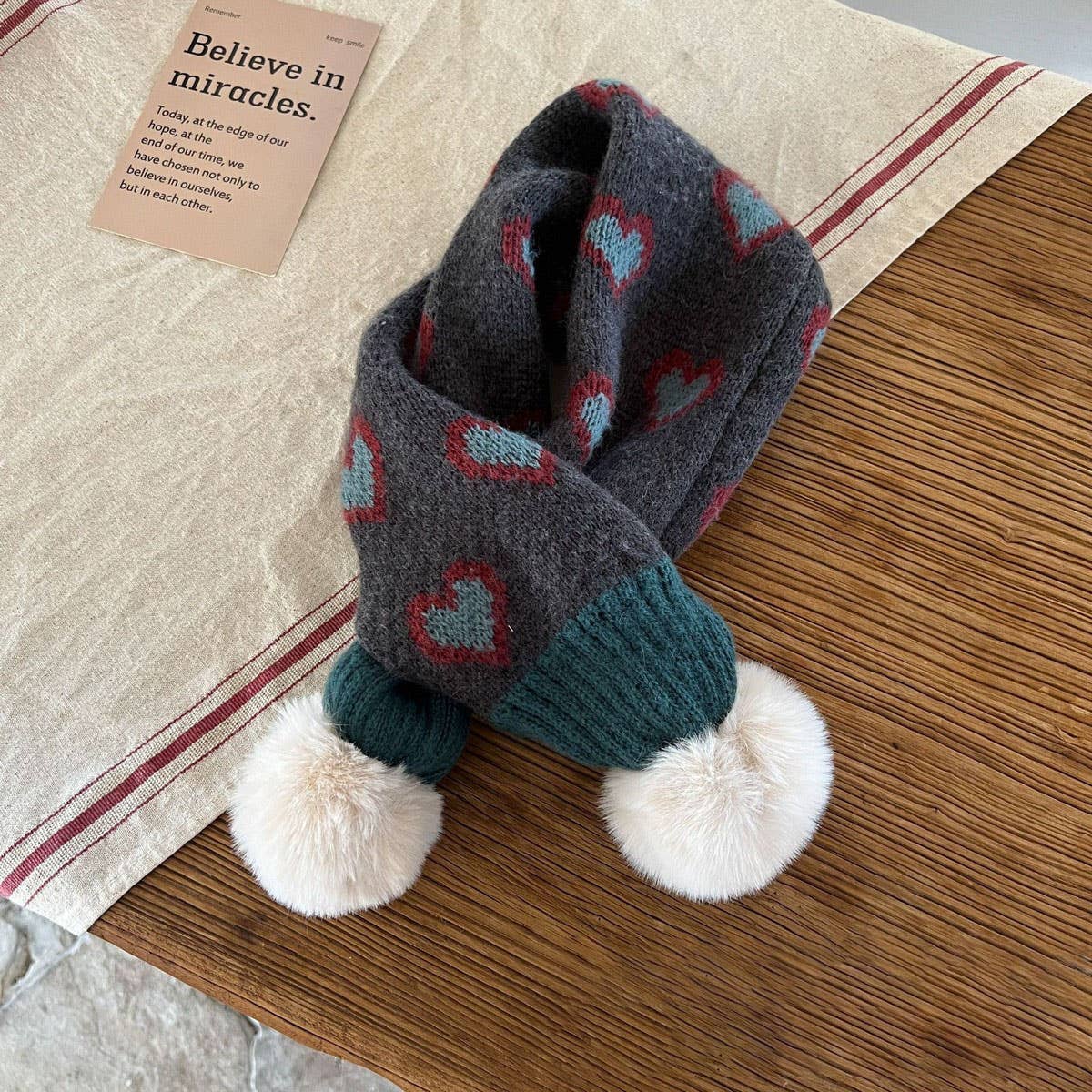 INS JACQUARD HEART KNIT SCARF FOR KIDS WINTER_CWASC2087