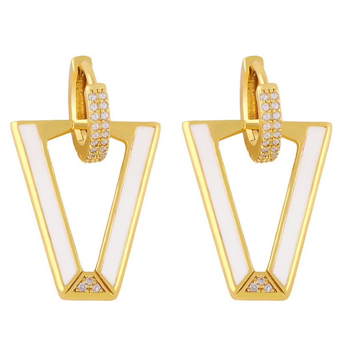 COLORFUL ZIRCON INVERTED TRIANGLE V SHAPED EARRING_CWAJE1013