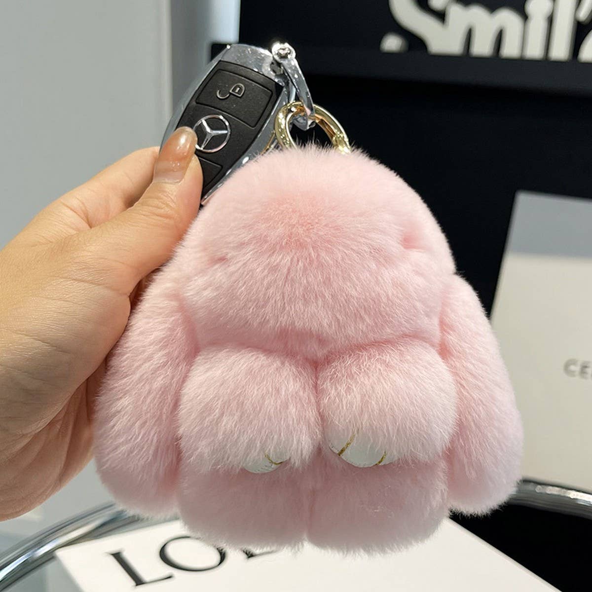 NEW MINI CUTE PLUSH BUNNY CAR KEYCHAIN PENDANT_CWMM2448