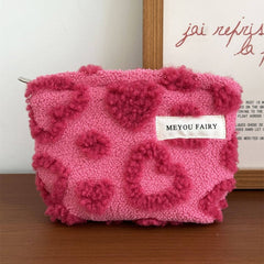 Plush Heart Makeup Bag Thickened Travel Wash Pouch_Cuab00672