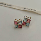 SQUARE ZIRCONIA BOW EARRINGS AND EARRINGS_CWAJE2029