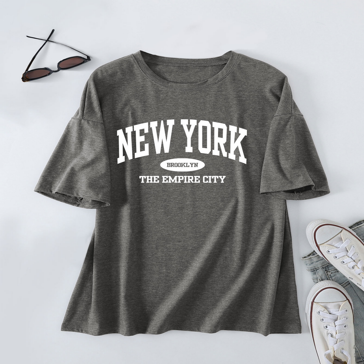 Trendy Letter Print T-Shirt For Women, Loose Fit