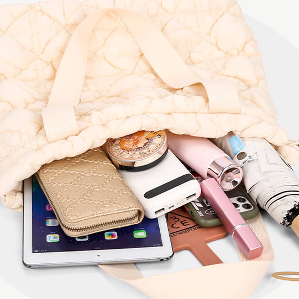 Women Large Capacity Drawstring Tote Bag_Cwab1751