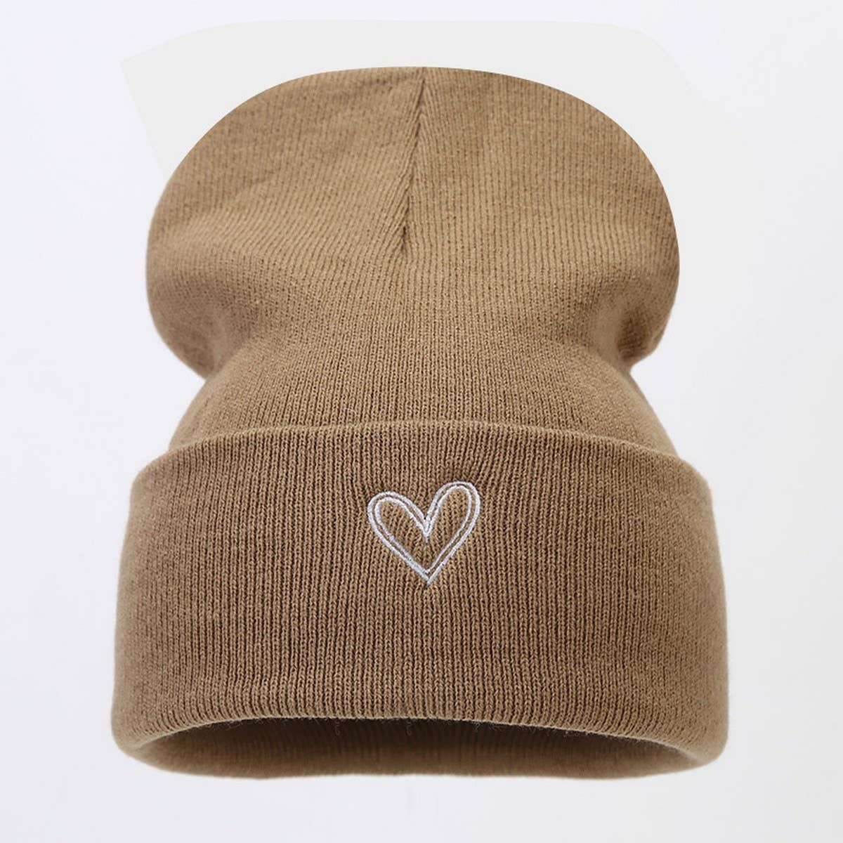 HEART EMBROIDERY ACRYLIC KNITTED HAT_CWAH2082
