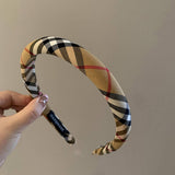 Plaid Headband Wide High Top Slim Face_Cwaha08155