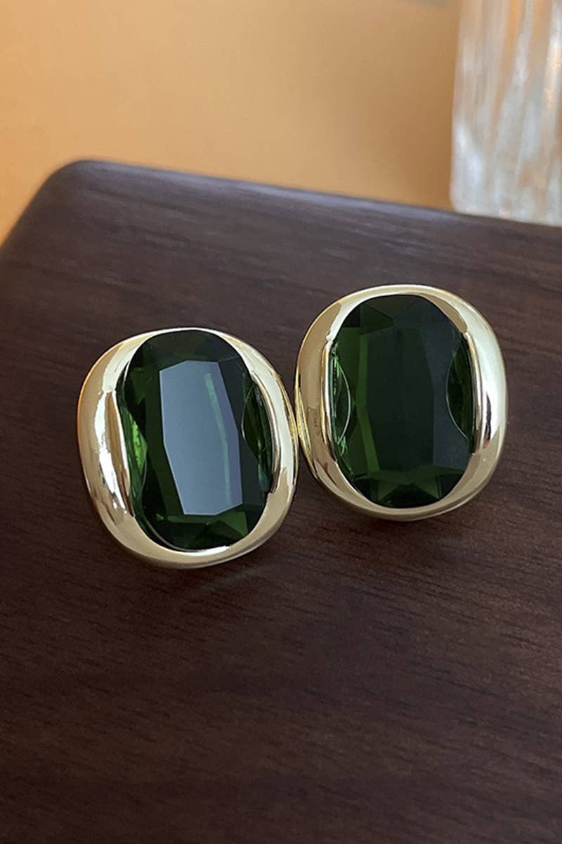 GREEN ZIRCON STUD EARRINGS_CWAJE0293