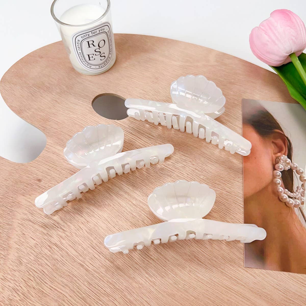 SWEET SHELL ACETATE HAIR CLAW CHIC SUMMER CLIP_CWAHA1488